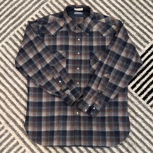 Pendleton Blue and Brown Plaid Button Down Shirt